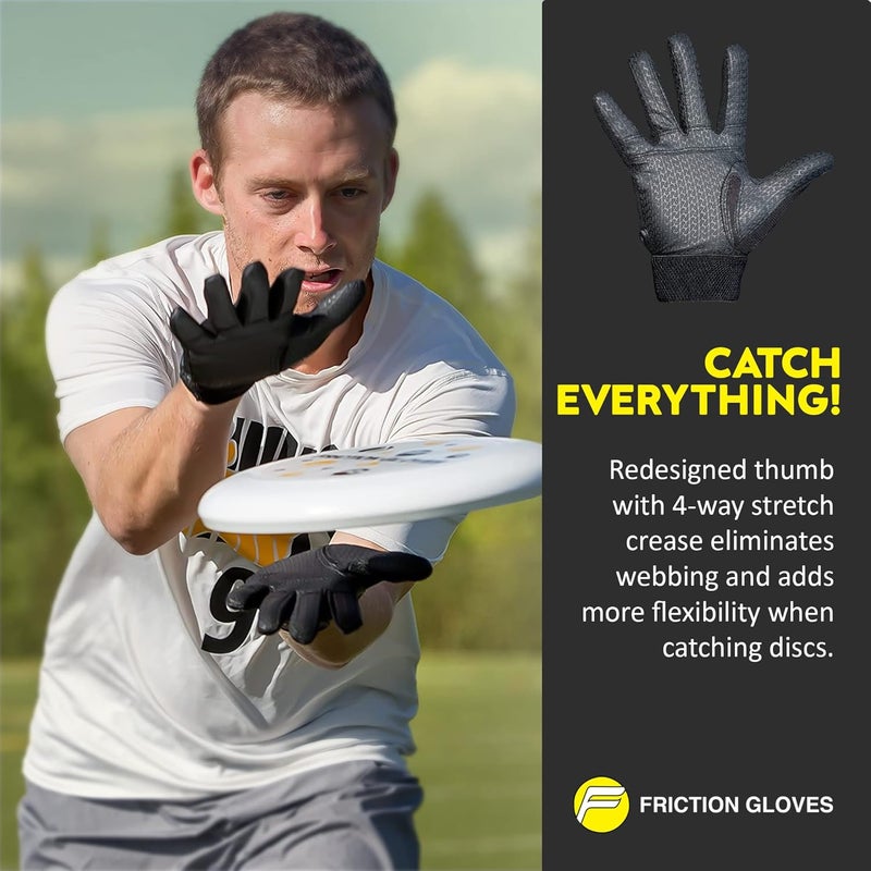 Friction Gloves - Ultimate Frisbee Gloves - Rubberized Palm & Fingers for Amazing Grip in All Conditions - Play Your Best in Any Weather - Image 4